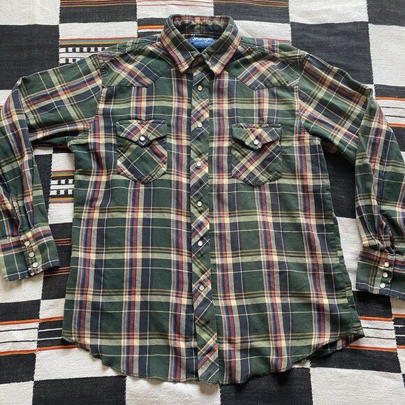 Vintage Wrangler Pearl Snap Button Up Shirt. Large. Pockets. USA. - Picture 10 of 16